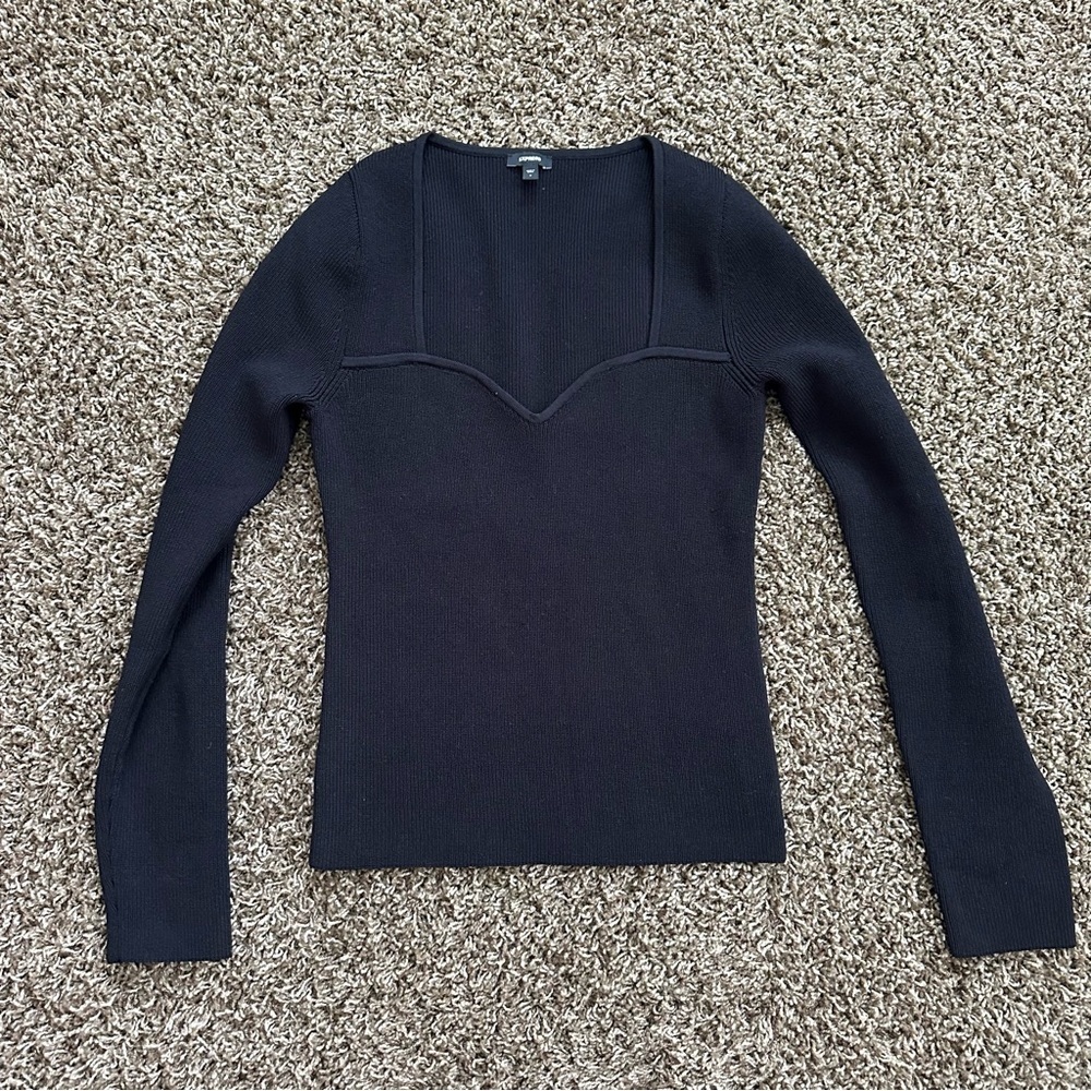 Express Black Sweetheart Neckline Sweater